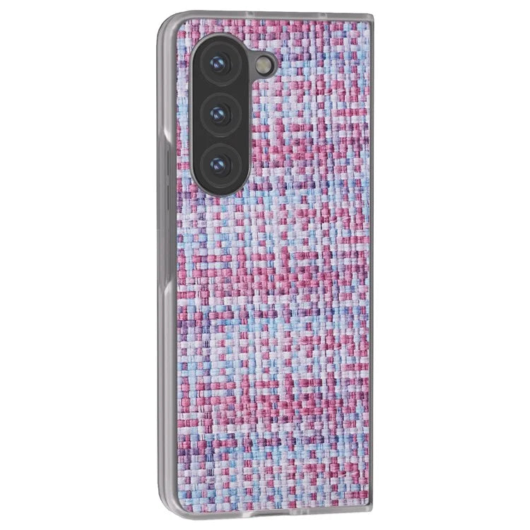 For Samsung Galaxy Z Fold5 5G Case Colorful Plaid Texture Leather+PC Phone Cover Matte Edge