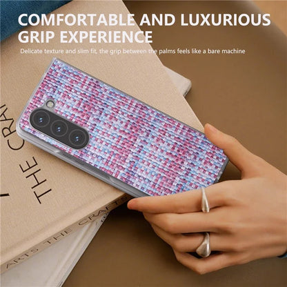 For Samsung Galaxy Z Fold5 5G Case Colorful Plaid Texture Leather+PC Phone Cover Matte Edge