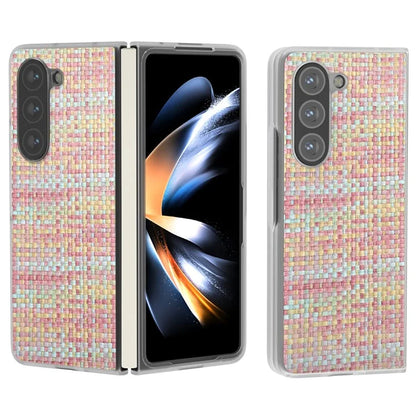 For Samsung Galaxy Z Fold5 5G Case Colorful Plaid Texture Leather+PC Phone Cover Matte Edge