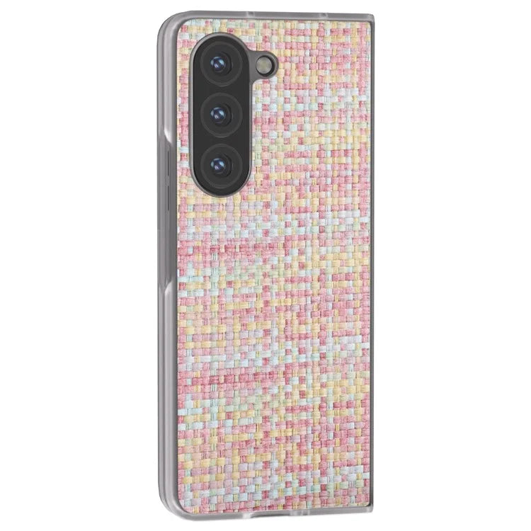 For Samsung Galaxy Z Fold5 5G Case Colorful Plaid Texture Leather+PC Phone Cover Matte Edge