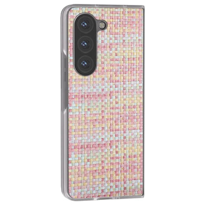For Samsung Galaxy Z Fold5 5G Case Colorful Plaid Texture Leather+PC Phone Cover Matte Edge