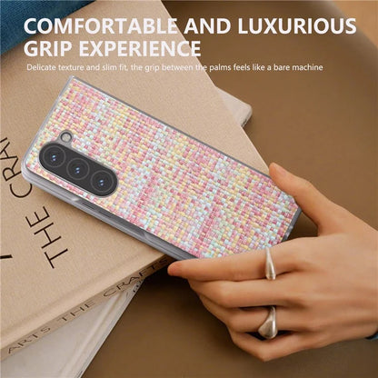 For Samsung Galaxy Z Fold5 5G Case Colorful Plaid Texture Leather+PC Phone Cover Matte Edge