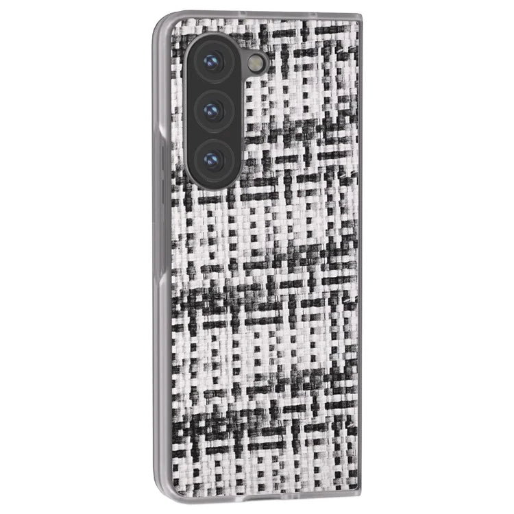 For Samsung Galaxy Z Fold5 5G Case Colorful Plaid Texture Leather+PC Phone Cover Matte Edge