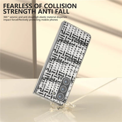 For Samsung Galaxy Z Fold5 5G Case Colorful Plaid Texture Leather+PC Phone Cover Matte Edge