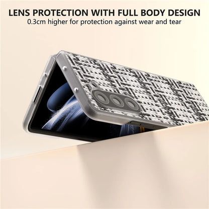 For Samsung Galaxy Z Fold5 5G Case Colorful Plaid Texture Leather+PC Phone Cover Matte Edge