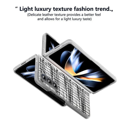 For Samsung Galaxy Z Fold5 5G Case Colorful Plaid Texture Leather+PC Phone Cover Matte Edge