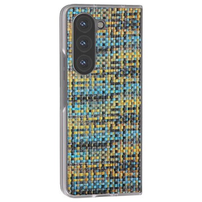 For Samsung Galaxy Z Fold5 5G Case Colorful Plaid Texture Leather+PC Phone Cover Matte Edge