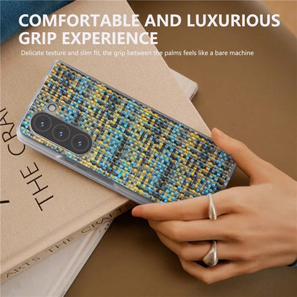 For Samsung Galaxy Z Fold5 5G Case Colorful Plaid Texture Leather+PC Phone Cover Matte Edge