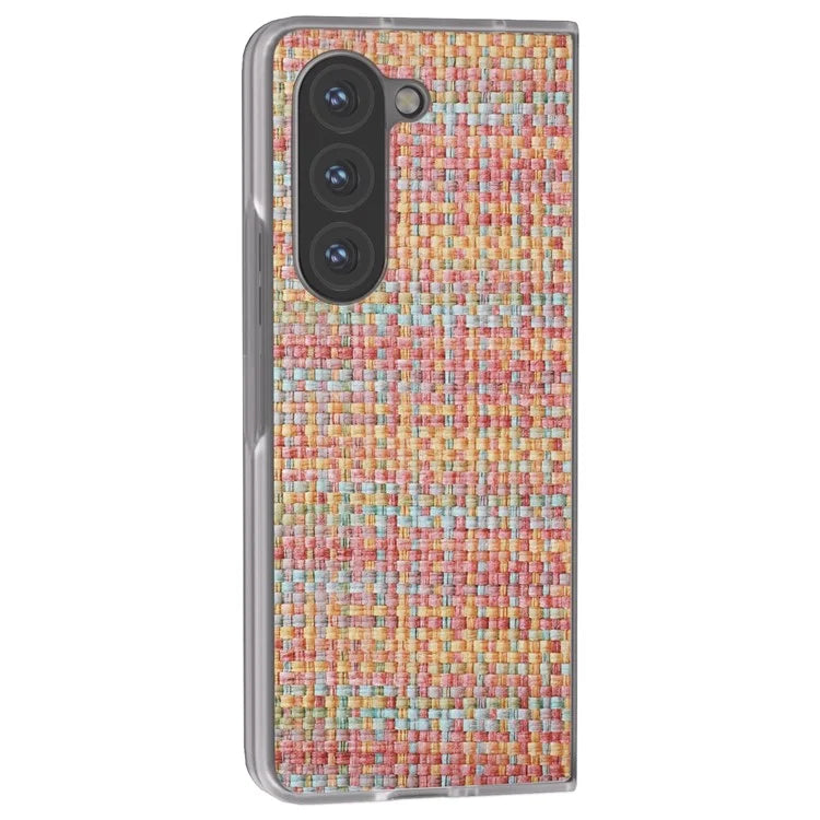 For Samsung Galaxy Z Fold5 5G Case Colorful Plaid Texture Leather+PC Phone Cover Matte Edge