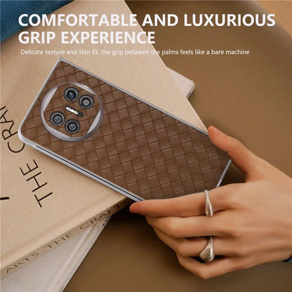 For Huawei Mate X5 Case Woven Texture PU Leather Back Cover