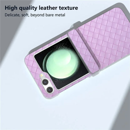 For Samsung Galaxy Z Flip5 5G Case Woven Texture Hinge Protection Leather Phone Cover