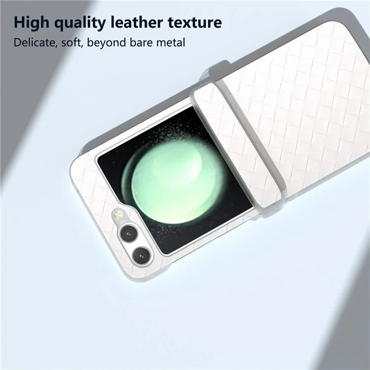 For Samsung Galaxy Z Flip5 5G Case Woven Texture Hinge Protection Leather Phone Cover