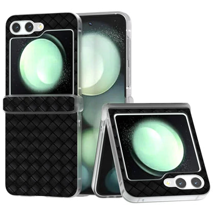 For Samsung Galaxy Z Flip5 5G Case Woven Texture Hinge Protection Leather Phone Cover