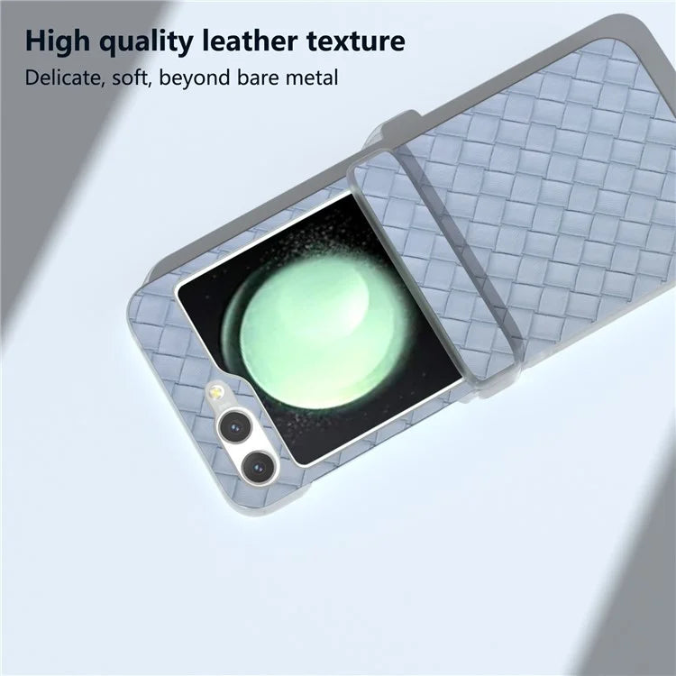 For Samsung Galaxy Z Flip5 5G Case Woven Texture Hinge Protection Leather Phone Cover