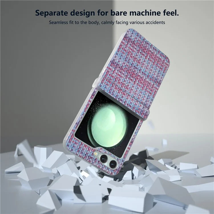 For Samsung Galaxy Z Flip5 5G Case Colorful Plaid Texture Leather Phone Cover Matte Frame Hinge Protection