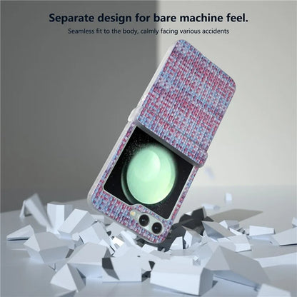 For Samsung Galaxy Z Flip5 5G Case Colorful Plaid Texture Leather Phone Cover Matte Frame Hinge Protection
