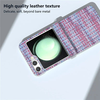 For Samsung Galaxy Z Flip5 5G Case Colorful Plaid Texture Leather Phone Cover Matte Frame Hinge Protection