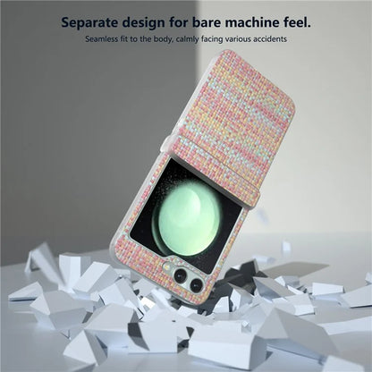 For Samsung Galaxy Z Flip5 5G Case Colorful Plaid Texture Leather Phone Cover Matte Frame Hinge Protection