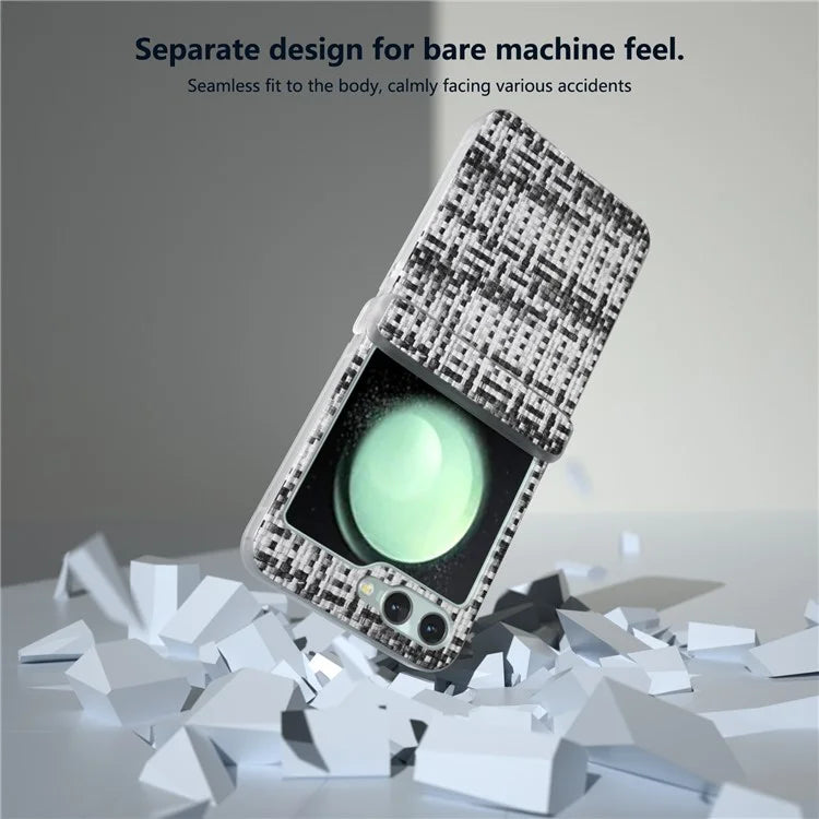 For Samsung Galaxy Z Flip5 5G Case Colorful Plaid Texture Leather Phone Cover Matte Frame Hinge Protection