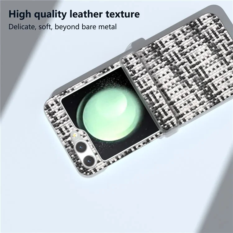 For Samsung Galaxy Z Flip5 5G Case Colorful Plaid Texture Leather Phone Cover Matte Frame Hinge Protection
