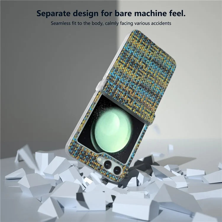 For Samsung Galaxy Z Flip5 5G Case Colorful Plaid Texture Leather Phone Cover Matte Frame Hinge Protection