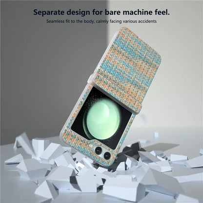 For Samsung Galaxy Z Flip5 5G Case Colorful Plaid Texture Leather Phone Cover Matte Frame Hinge Protection