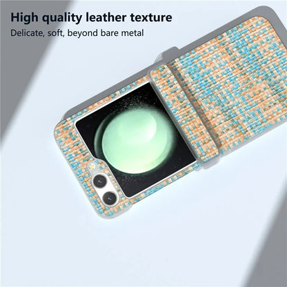 For Samsung Galaxy Z Flip5 5G Case Colorful Plaid Texture Leather Phone Cover Matte Frame Hinge Protection