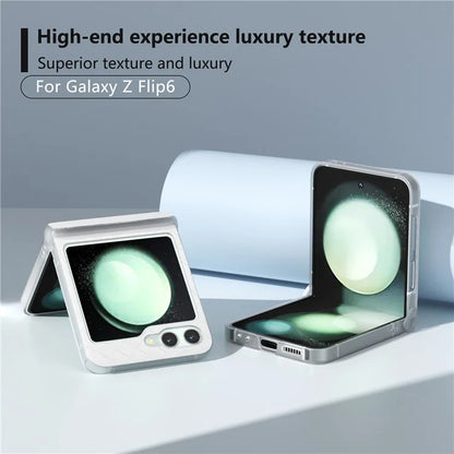 For Samsung Galaxy Z Flip6 5G Case Woven Texture Hinge Protection Leather+PC Folding Phone Cover