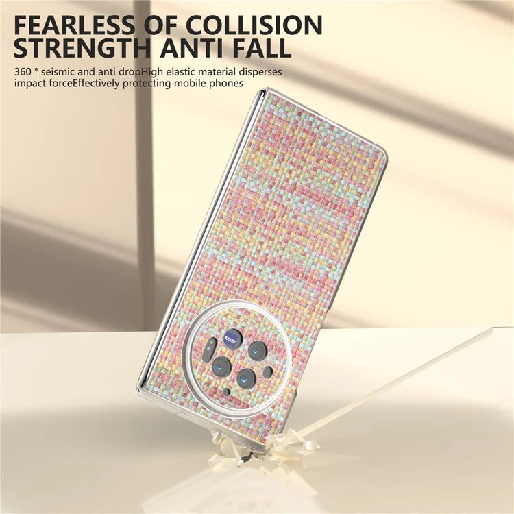 For vivo X Fold3 Case Colorful Plaid Texture Leather+PC Phone Cover