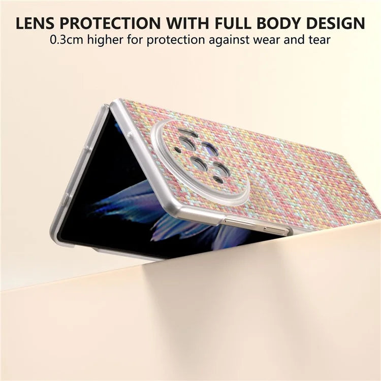 For vivo X Fold3 Case Colorful Plaid Texture Leather+PC Phone Cover
