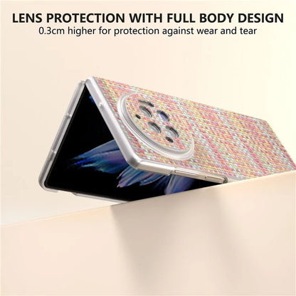 For vivo X Fold3 Case Colorful Plaid Texture Leather+PC Phone Cover
