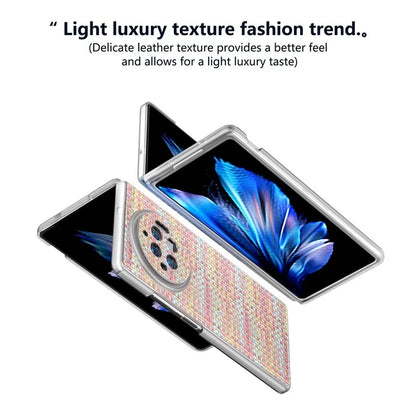 For vivo X Fold3 Case Colorful Plaid Texture Leather+PC Phone Cover