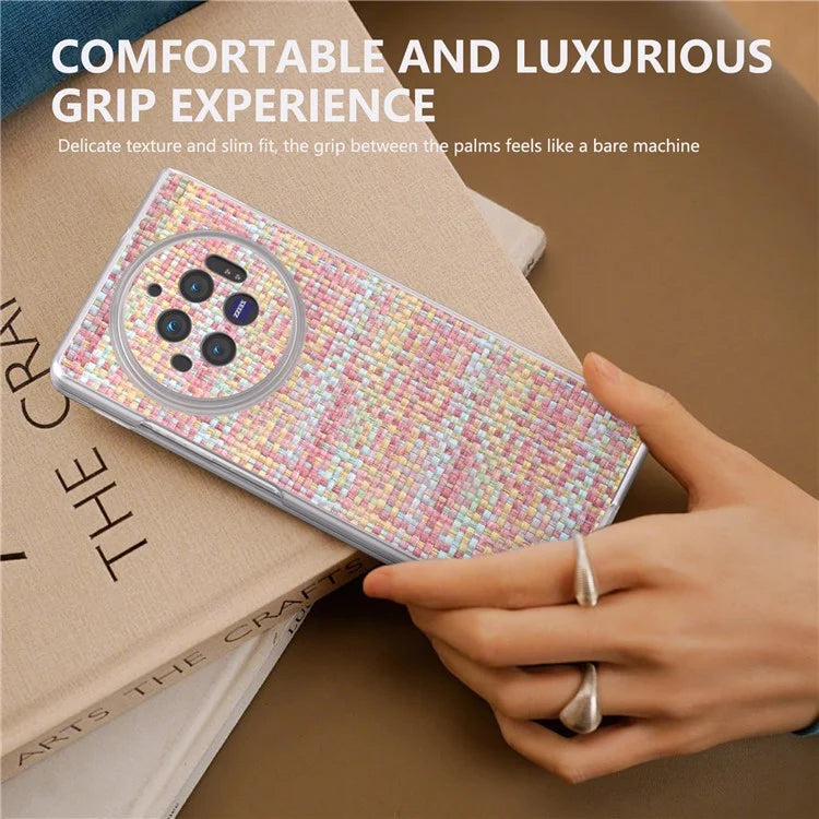 For vivo X Fold3 Case Colorful Plaid Texture Leather+PC Phone Cover