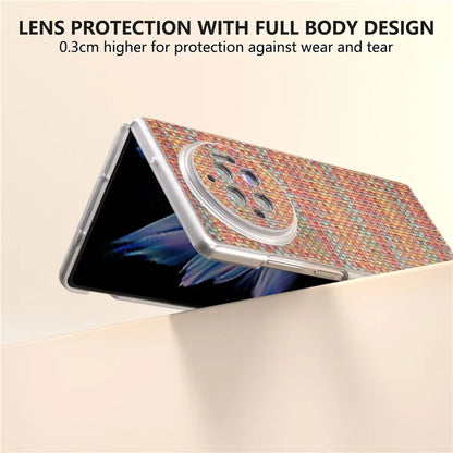 For vivo X Fold3 Case Colorful Plaid Texture Leather+PC Phone Cover