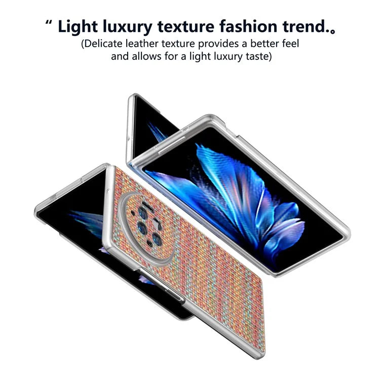 For vivo X Fold3 Case Colorful Plaid Texture Leather+PC Phone Cover