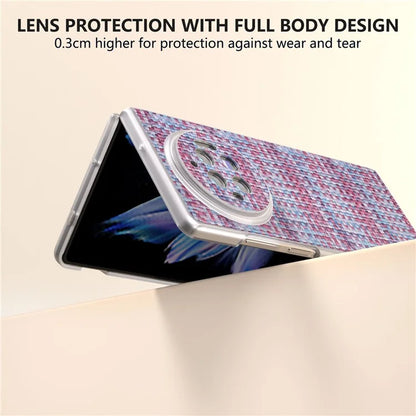 For vivo X Fold3 Case Colorful Plaid Texture Leather+PC Phone Cover