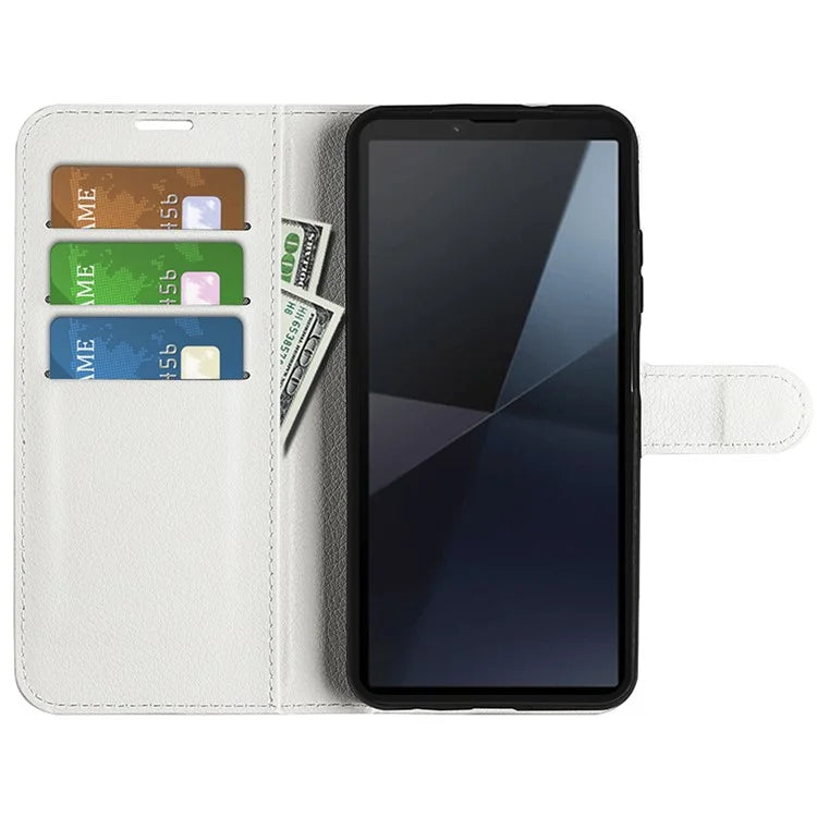 For Sony Xperia 10 VI Case Litchi Texture Leather Wallet Phone Cover