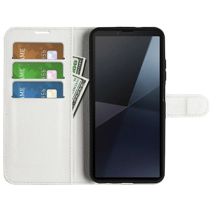 For Sony Xperia 10 VI Case Litchi Texture Leather Wallet Phone Cover