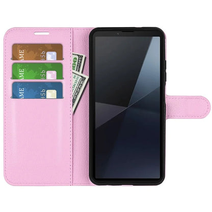 For Sony Xperia 10 VI Case Litchi Texture Leather Wallet Phone Cover