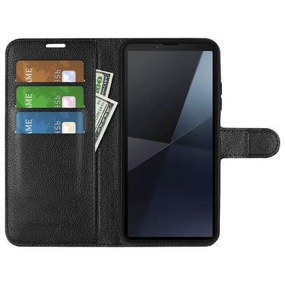 For Sony Xperia 10 VI Case Litchi Texture Leather Wallet Phone Cover
