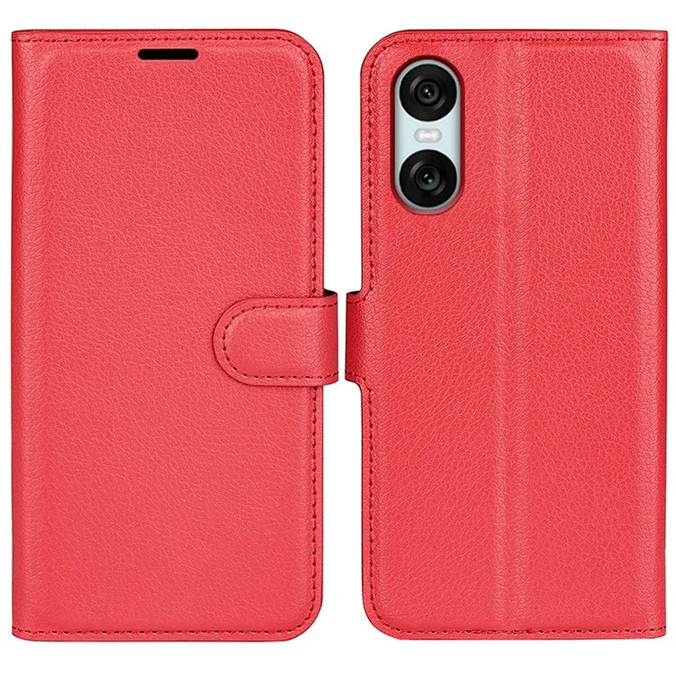 For Sony Xperia 10 VI Case Litchi Texture Leather Wallet Phone Cover