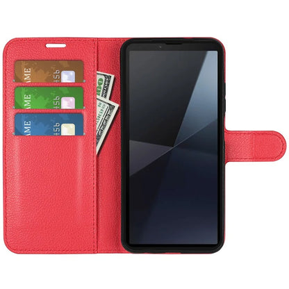 For Sony Xperia 10 VI Case Litchi Texture Leather Wallet Phone Cover