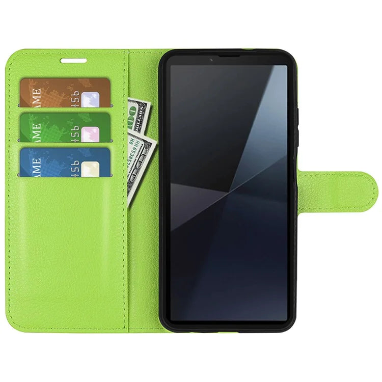 For Sony Xperia 10 VI Case Litchi Texture Leather Wallet Phone Cover