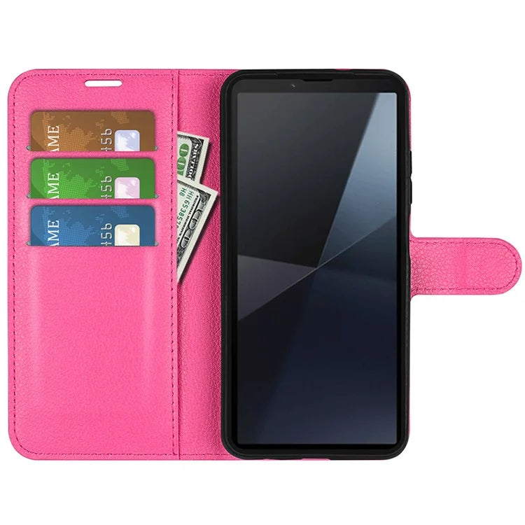 For Sony Xperia 10 VI Case Litchi Texture Leather Wallet Phone Cover