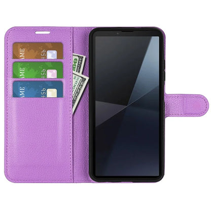 For Sony Xperia 10 VI Case Litchi Texture Leather Wallet Phone Cover