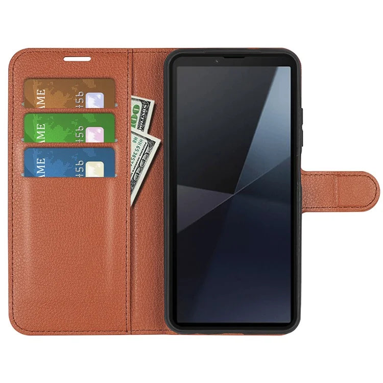 For Sony Xperia 10 VI Case Litchi Texture Leather Wallet Phone Cover
