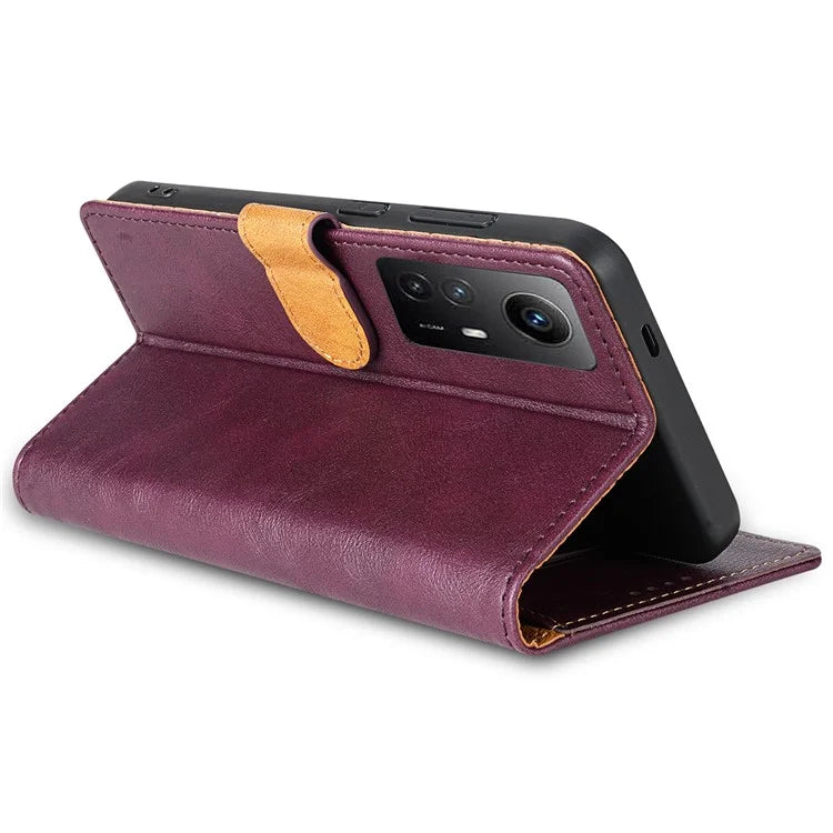 N.BEKUS CSJ-001 For Xiaomi Redmi Note 12S 4G Case Solid Color Wallet Phone Leather Cover