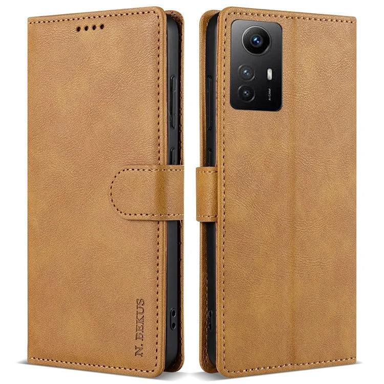 N.BEKUS CSJ-001 For Xiaomi Redmi Note 12S 4G Case Solid Color Wallet Phone Leather Cover