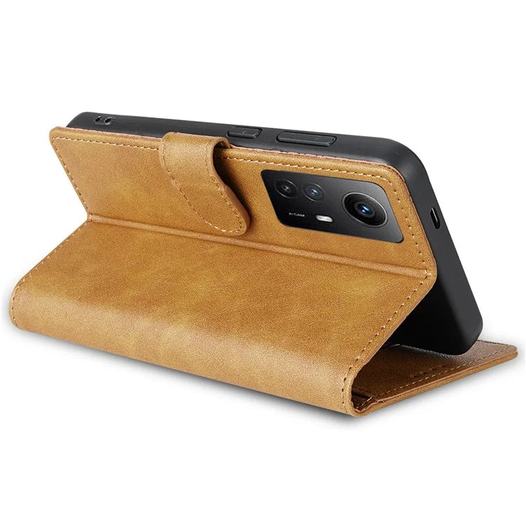 N.BEKUS CSJ-001 For Xiaomi Redmi Note 12S 4G Case Solid Color Wallet Phone Leather Cover