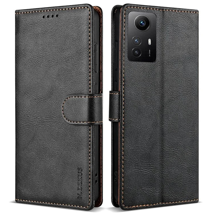 N.BEKUS CSJ-001 For Xiaomi Redmi Note 12S 4G Case Solid Color Wallet Phone Leather Cover